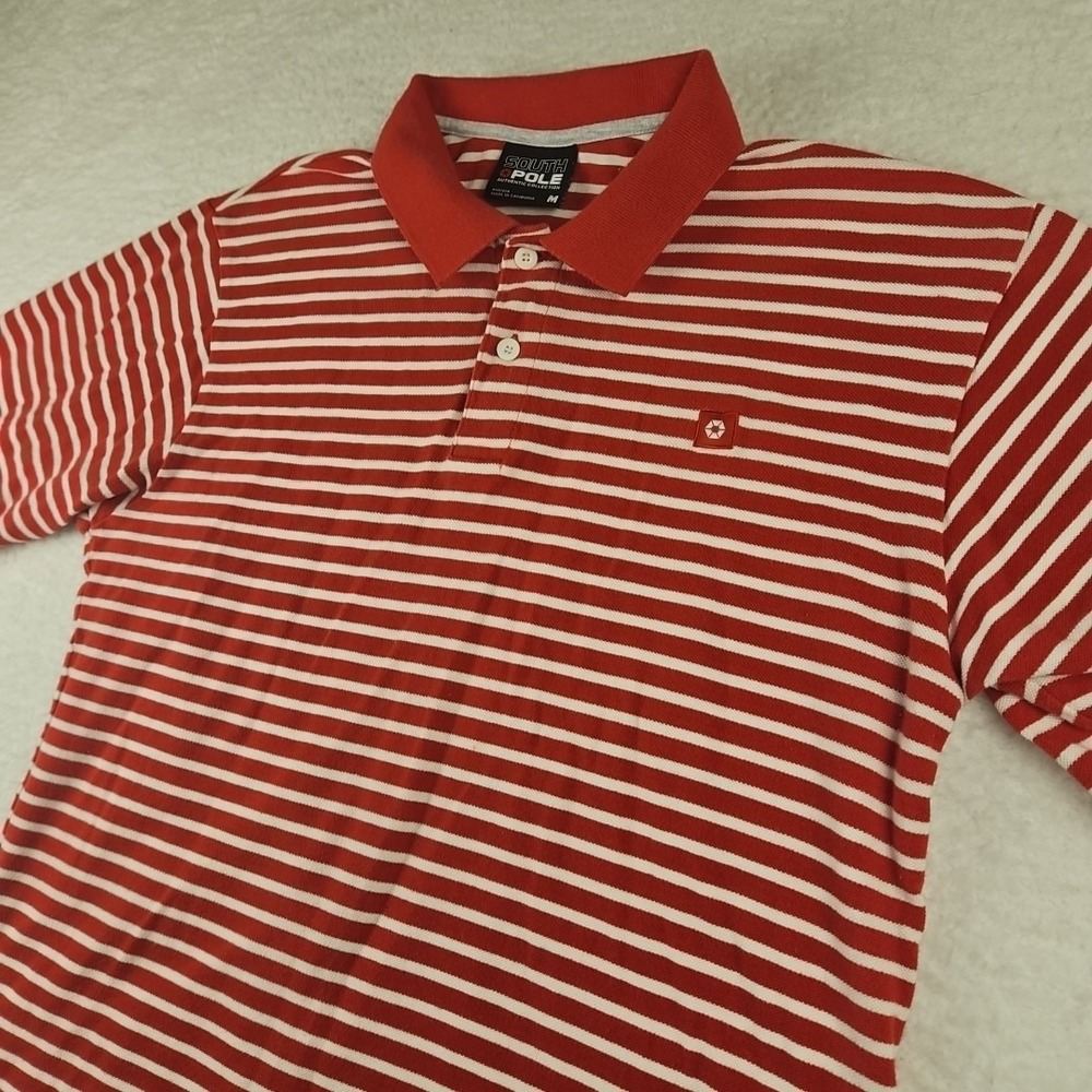 Vintage South Pole Polo Shirt Mens Lg‎ Red Striped Y2K Hip Hop Skate Authentics
